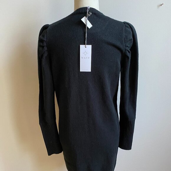 WAYF BNWT Black Sweater Dress "Lola" Puff Sleeve S - Picture 6 of 8